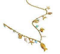 FHGSPQWM Stylish Sea Inspired Necklace Feature Natural Shell Sea Star Fish Charm Adjustable Chain for Everyday Wear Women Shell Necklace