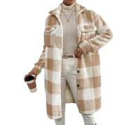 FHGSPQWM Women ' s Long Shacket, Fleece with Button Front & Cozy Lapel Winter Coat Womens Long Fleece Cozy Sherpa-Lined Lapel