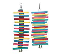 FHGSPQWM Wooden Bird Activity For Sun Conures Cockatiels Parakeets Macaws Chewing Sticls With Safe Dyes Vibrant Parrot Cage Hanging Toy With Wood Blocks