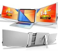 FHH Laptop Screen Extender, 14" FHD 1080P Triple Monitor for Laptop Extension- 315°Rotate Portable Dual Monitor Screen for 13"-16.5" Laptops Type-C/HDMI/USB-A Plug & Play for Wins/Mac/Chro