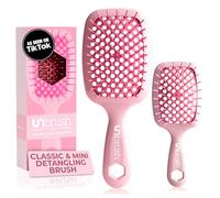 FHI HEAT UNbrush and UNbrush MINI Wet & Dry Vented Detangling Hair Brush, Peony Light Pink
