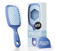 FHI Heat UNbrush Detangling Brush for Pain-Free Brushing on All Wet or Dry Hair Types - Durable DuoFlex Anti-Static Bristles, Lightweight Handle, Vented Hair Brush, Iris Dark Blue