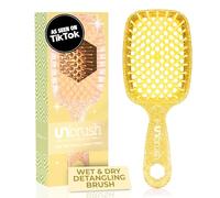 FHI Heat UNbrush Detangling Brush for Pain-Free Brushing on All Wet or Dry Hair Types - Durable DuoFlex Anti-Static Bristles, Lightweight Handle, Vented Hair Brush, Amber Yellow