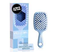 FHI Heat UNbrush Mini Detangler Brush for Pain-Free Brushing on All Wet or Dry Hair Types - Durable Duoflex Anti-Static Bristles, Lightweight Handle, Vented Mini Hair Brush, Periwinkle Light Blue