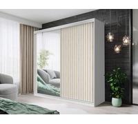 Fhi Kingston 150Cm White Sliding Door Wardrobe Modern Bedroom Storage With Full Length Mirror Shelves And Hanging Rails