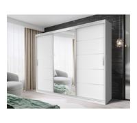 FHIF DALLAS Modern Sliding Door Wardrobe with Mirror (250cm, White)