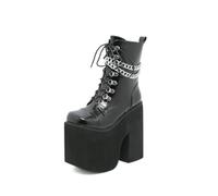 FhiHUEpr Gothic Punk Ankle Boots for Women - Ultra High Platform Party Booties, Stage Performance, Night Out, Rock Concerts Shoes,Black,4 UK