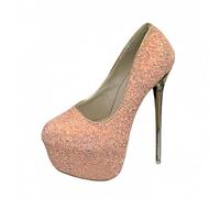 FhiHUEpr Women's Glitter Platform Stiletto Pumps Pink