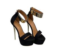 FhiHUEpr Women's Minimalist Single Toe Strap Platform Sandals Black