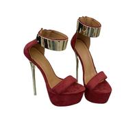 FhiHUEpr Women's Minimalist Single Toe Strap Platform Sandals Red