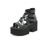 FhiHUEpr Women's Round Toe Platform Wedge Sandals - Comfort Beach Walking Sandals for Beach Vacation, Casual Outings, Travel,Black,5 UK