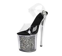 FhiHUEpr Women's Transparent PVC Upper Platform Sandals Black