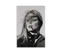 FHILTNMWC Kate Moss Black And White Photography Poster Framed Canvas Poster Built In Wooden Frame Home Bedroom Garage Art Deco 16x24inch(40x60cm) Unframe-style