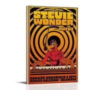 FHILTNMWC Stevie Poster Wonder Singer Musician Vintage Music Poster Framed Canvas Poster Built In Wooden Frame Home Bedroom Garage Art Deco 12x18inch(30x45cm) Frame-style