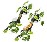 Fhiny Snake Climbing Branch, 2 PCS Resin Reptile Branches for Climbing with Suction Cups Frog Terrarium Plants Reptile Tank Decor Accessories for Frog Corn Snake Lizard Bearded Dragon Gecko