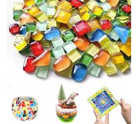 Fhioevt Adult Creative Mosaic Tesserae Mosaic Colorful Mosaic Tiles Glass Tesserae Glass Tiles Mosaic Multicolor 500g (Mixed Colors)