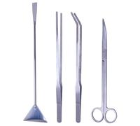 FHISKUNYU Aquarium Tool Set, Water Plant Pruning Tools, Sand Spatula, Straight Tweezers, Curved Tweezers, Scissors, Aquarium and Water Plant Care 4 Pieces