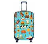 FHIZOAL American Icons and Symbols Elastic Anti Scratch Suitcase Cover Travel Luggage Protector Dust-Proof for 18-32 Inch Baggage