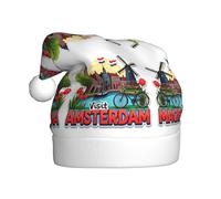 FHIZOAL Amsterdam With Tulips Adult Christmas Decorative Hat Festive Plush Hat Soft Lightweight New Year'S Party Holiday