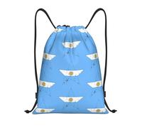 FHIZOAL Argentinian Flag Star Drawstring Bags Waterproof Sports String Backpacks Lightweight Yoga Training Swimming Travel