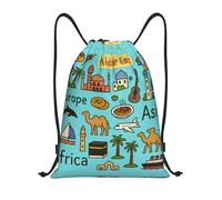 FHIZOAL Asia Europe Africa Drawstring Bags Waterproof Sports String Backpacks Lightweight Yoga Training Swimming Travel