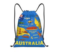 FHIZOAL Australia Map Icons Drawstring Bags Waterproof Sports String Backpacks Lightweight Yoga Training Swimming Travel