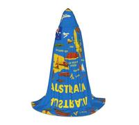 FHIZOAL Australia Map Icons Halloween Hooded Cape For Teenagers Witch Vampires Grim Reaper Costume Themed Parties Comic Con