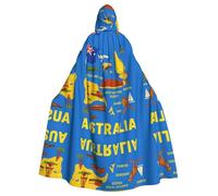 FHIZOAL Australia Map Icons Hooded Cloak Hooded Robe Halloween Christmas Witch Vampires Grim Reaper Costume Cosplay Party