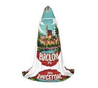 FHIZOAL Barcelona Spain Cityscape Halloween Hooded Cape For Teenagers Witch Vampires Grim Reaper Costume Themed Parties Comic Con