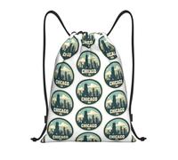 FHIZOAL Chicago Usa Drawstring Bags Waterproof Sports String Backpacks Lightweight Yoga Training Swimming Travel