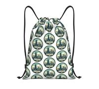 FHIZOAL Chicago Usa Drawstring Bags Waterproof Sports String Backpacks Lightweight Yoga Training Swimming Travel