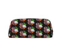 FHIZOAL Clover Design with Flags Colo Pencil Bag Stand Up Stationery Storage Case Student Office College Cosmetic