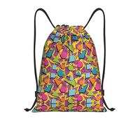 FHIZOAL Colored Memphis Drawstring Bags Waterproof Sports String Backpacks Lightweight Yoga Training Swimming Travel