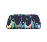 FHIZOAL Colorful Giraffe Fans Lovers Pencil Bag Stand Up Stationery Storage Case Student Office College Cosmetic
