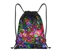 FHIZOAL Colorful Rainbow Stars Drawstring Bags Waterproof Sports String Backpacks Lightweight Yoga Training Swimming Travel