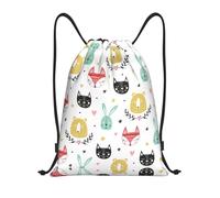 FHIZOAL Colorful Simple Cute Animals Drawstring Bags Waterproof Sports String Backpacks Lightweight Yoga Training Swimming Travel