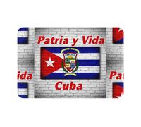FHIZOAL Cuba Flag With Patria Non-Slip Flannel Doormat Home Decor Floor Mat Bathroom Kitchen Front Back Door Entrance