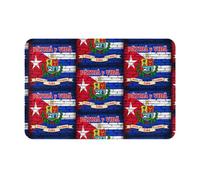 FHIZOAL Cuba Flag With Patria Non-Slip Flannel Doormat Home Decor Floor Mat Bathroom Kitchen Front Back Door Entrance