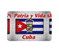 FHIZOAL Cuba Flag With Patria Non-Slip Flannel Doormat Home Decor Floor Mat Bathroom Kitchen Front Back Door Entrance