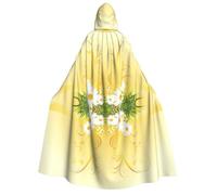 FHIZOAL Curving Chamomile Flowers Flying Butterflies Adult Hooded Cloak Vampire Witch Cape Halloween Christmas Cosplay Costumes Themed Parties