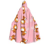 FHIZOAL Cute Cartoon Welsh Corgi Dog Butt Heart Adult Hooded Cloak Vampire Witch Cape Halloween Christmas Cosplay Costumes Themed Parties
