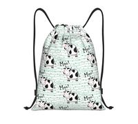 FHIZOAL Cute Cow Polka Dot Drawstring Bags Waterproof Sports String Backpacks Lightweight Yoga Training Swimming Travel