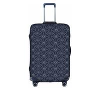 FHIZOAL Dotted Lines Geometric Shapes On Blue Shade Backdrop Elastic Anti Scratch Suitcase Cover Travel Luggage Protector Dust-Proof for 18-32 Inch Baggage