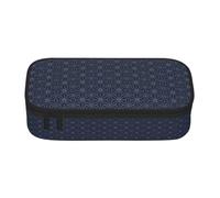 FHIZOAL Dotted Lines Geometric Shapes On Blue Shade Backdrop Pencil Case Stationery Storage Pouch Big Capacity Teacher College Work