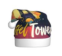 FHIZOAL Eiffel Tower Sunset Pathway Adult Christmas Decorative Hat Festive Plush Hat Soft Lightweight New Year'S Party Holiday