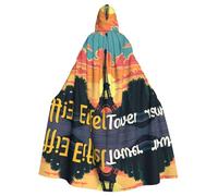 FHIZOAL Eiffel Tower Sunset Scene Art Hooded Cloak Hooded Robe Halloween Christmas Witch Vampires Grim Reaper Costume Cosplay Party