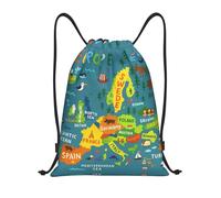 FHIZOAL Europe Map With Colorful Drawstring Bags Waterproof Sports String Backpacks Lightweight Yoga Training Swimming Travel