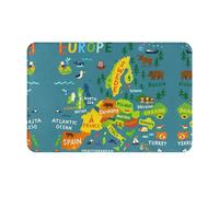 FHIZOAL Europe Map With Colorful Non-Slip Flannel Doormat Home Decor Floor Mat Bathroom Kitchen Front Back Door Entrance