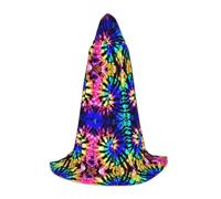 FHIZOAL Exotic Tribe Tie Dye Style Halloween Hooded Cape For Teenagers Witch Vampires Grim Reaper Costume Themed Parties Comic Con
