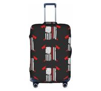 FHIZOAL Firefighter American Flag Elastic Anti Scratch Suitcase Cover Travel Luggage Protector Dust-Proof for 18-32 Inch Baggage